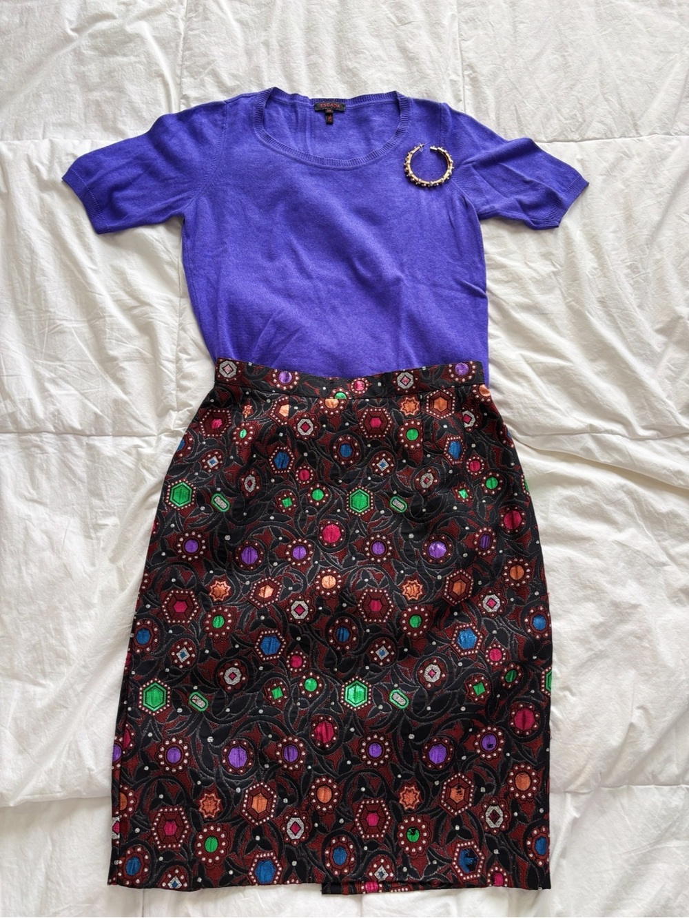 Guy Laroche Multicolor Embellished Midi Skirt - Picture 2 of 7